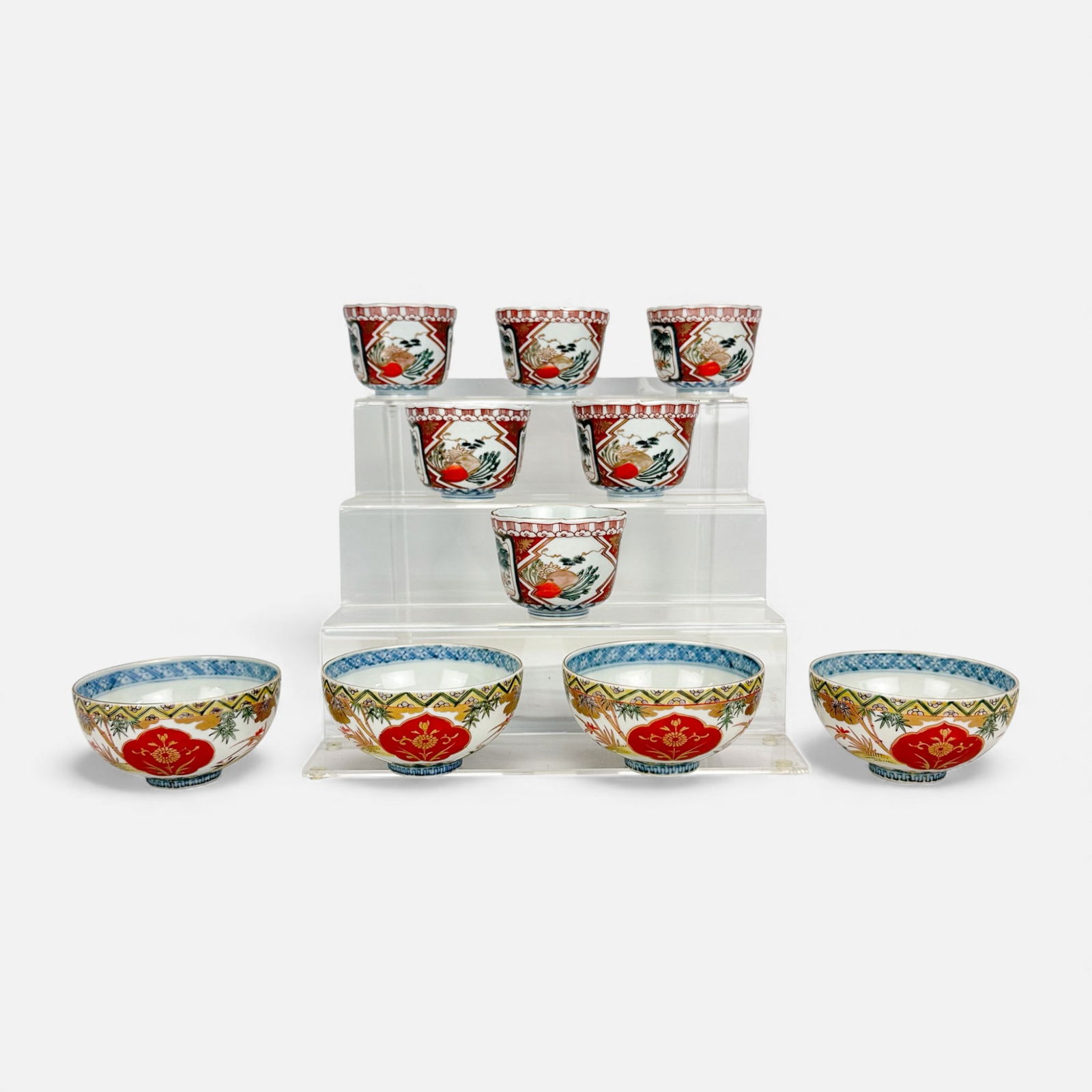 Group of Ten Antique 19thC Japanese Kutani Porcelain Bowls (1 of 18)