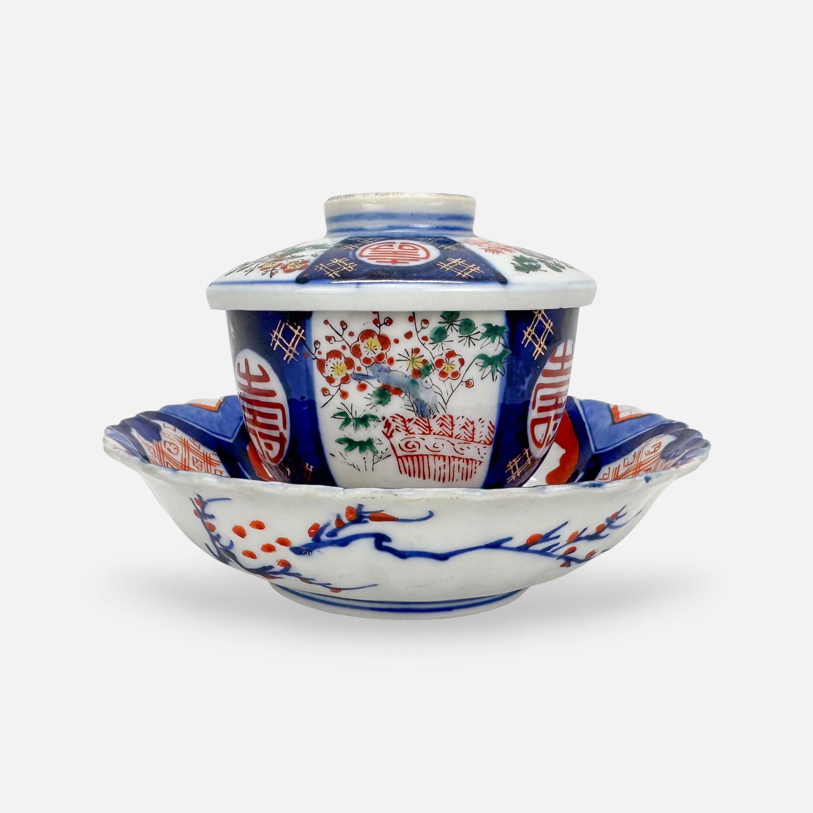 Antique 19thC Japanese Imari Arita Porcelain Covered Lidded Bowl with Saucer (1 of 13)