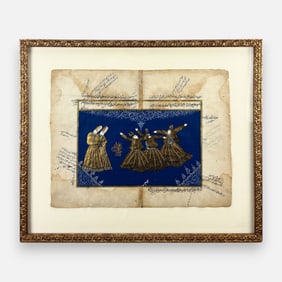 Antique Persian/Ottoman Whirling Dervish Painting on Paper