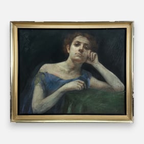 Large 1920s Original Austrian Secessionist Style Pastel on Paper Framed Painting