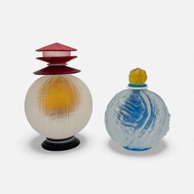 Two Contemporary Stephan Cox Studio Art Glass Scent Bottles