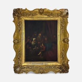 Antique Dutch Old Master Style Oil on Board Framed Painting