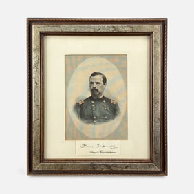Antique Civil War General Irvin McDowell Signature and Hand Colored Engraving Framed Print
