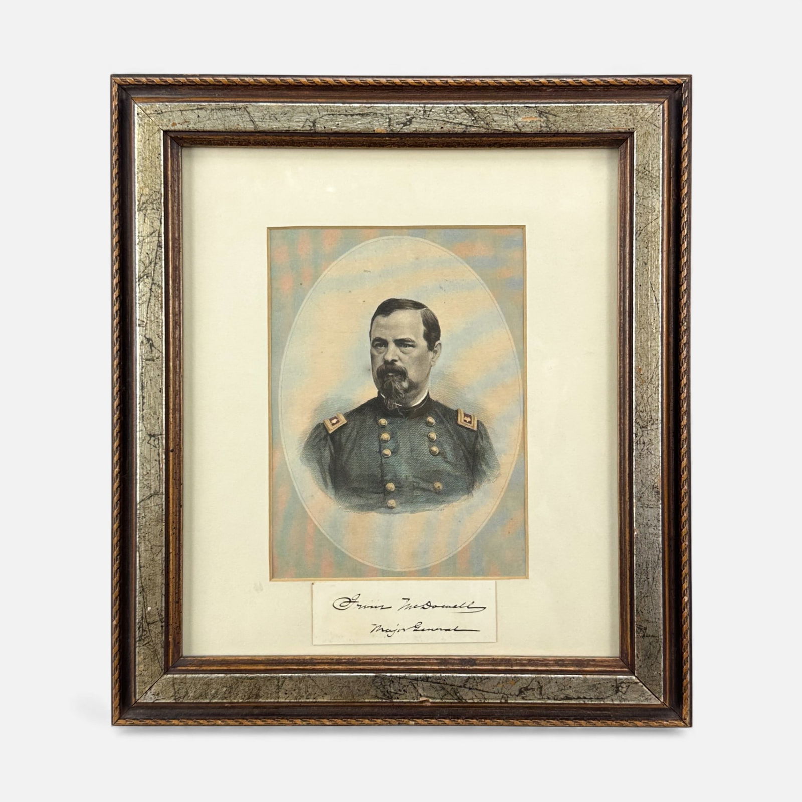 Antique Civil War General Irvin McDowell Signature and Hand Colored Engraving Framed Print (1 of 6)