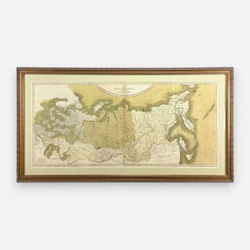 J. Cary "A New Map of the Russian Empire" 1811 Antique Hand-Colored Map Framed