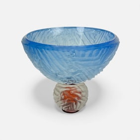 Stephan Cox Studio Art Glass Footed Compote Bowl Vase