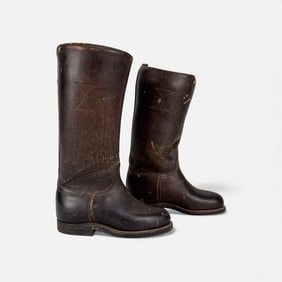 Pair Mid-20thC Salesman Sample Equestrian Leather Horse-Riding Boots
