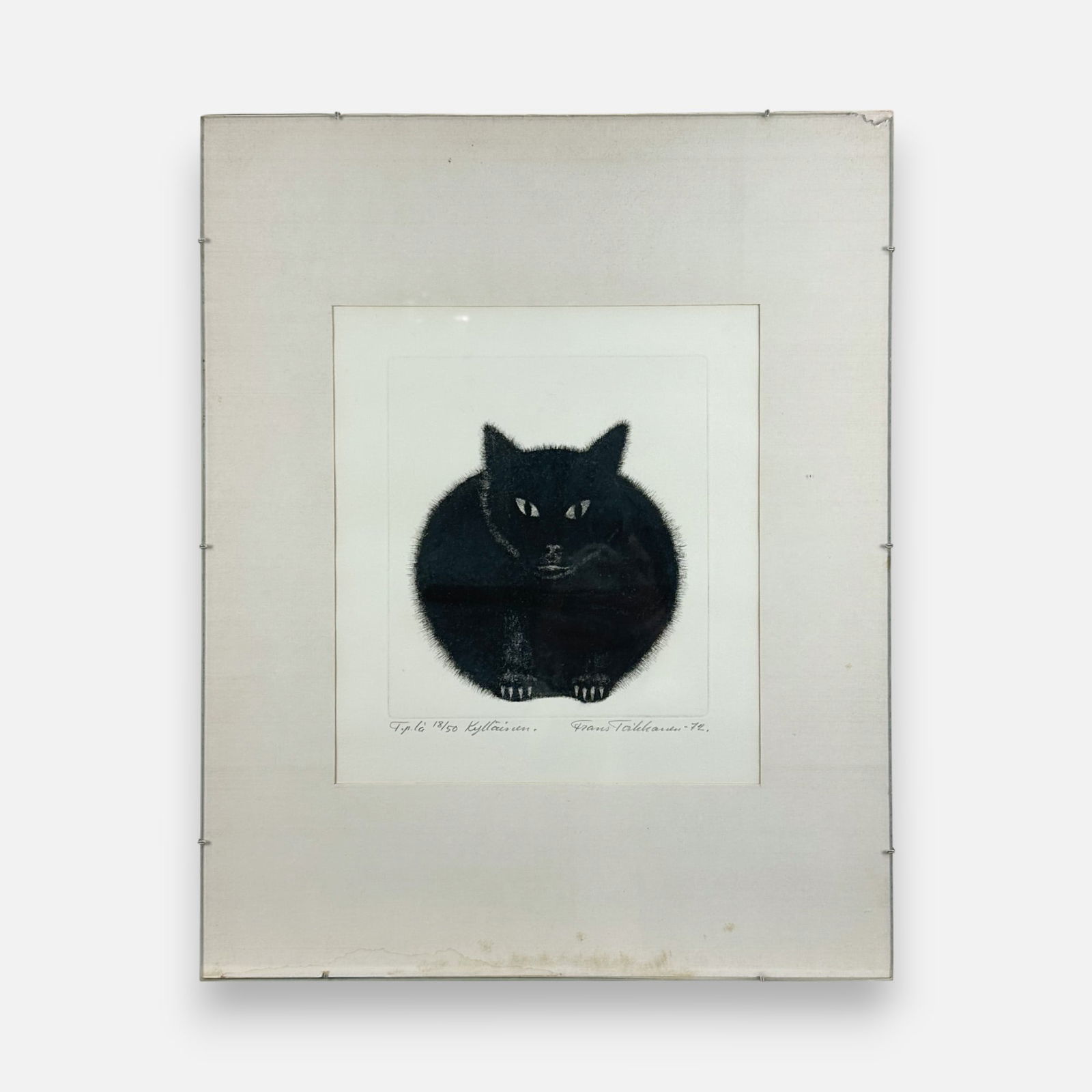 Original 1972 Frans Toikkanen "Kyllainen" Mezzotint Print Finnish Mid Century Modern Art (1 of 5)