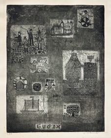 Vintage MCM 1950s Limited Edition Pencil Signed Loose Etching Print