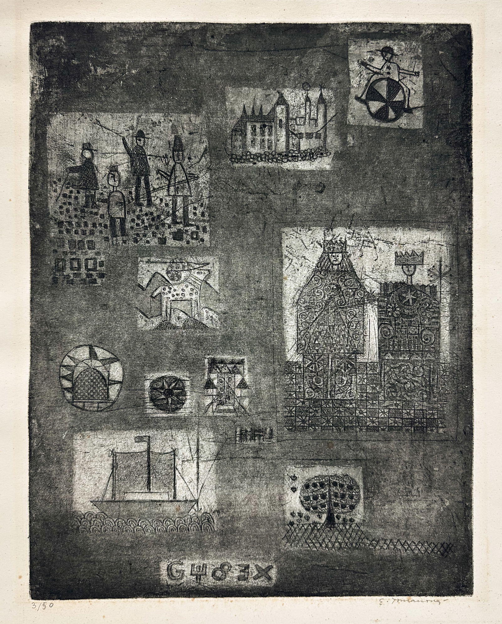 Vintage MCM 1950s Limited Edition Pencil Signed Loose Etching Print (1 of 5)