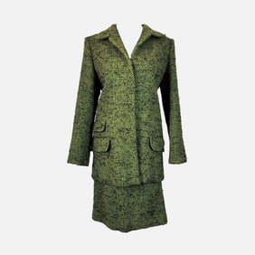 Vintage YSL Yves Saint Laurent Tweed Green Two-Piece Suit