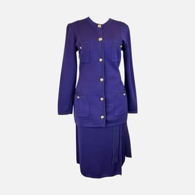 Vintage Salvatore Ferragamo Deep Purple Knit Two-Piece Suit