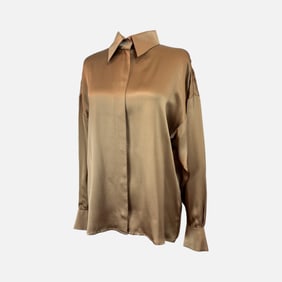 Vintage YSL Yves Saint Laurent Bronze Silk Long-Sleeve Blouse