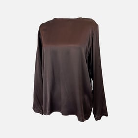 Vintage YSL Yves Saint Laurent Chocolate Brown Silk Blouse