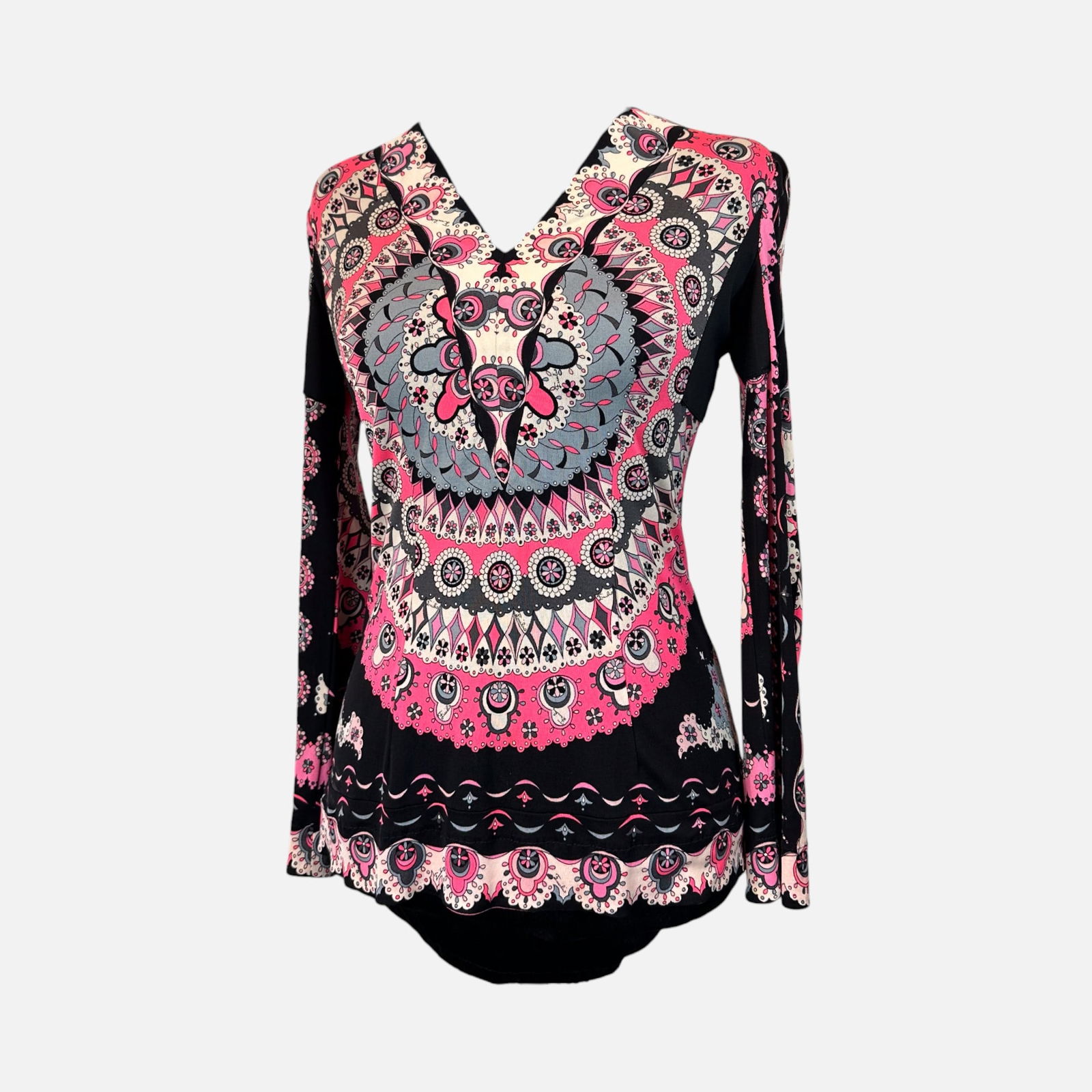 Vintage Emilio Pucci Abstract Pink and Black Blouse (1 of 4)