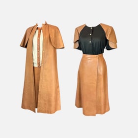 Vintage Roberta di Camerino Rare Leather and Angora Four-Piece Ensemble