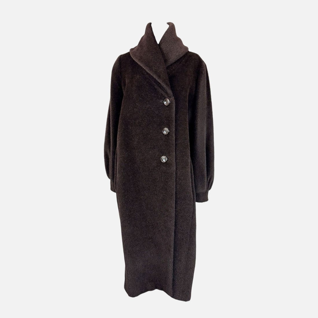 Vintage Max Mara Brown Alpaca and Wool Full-Length Coat (1 of 3)