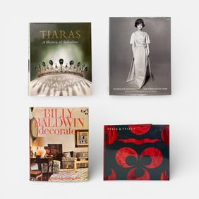 Group of Four Hardcover Books Tiaras a History of Splendour, Jacqueline Kennedy, and Billy Baldwin