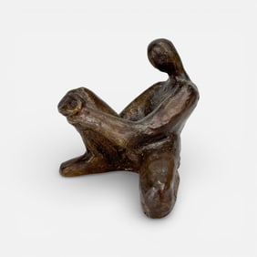 Victor Salmones Kneeling Figure Limited Edition #7/11 Bronze Sculpture