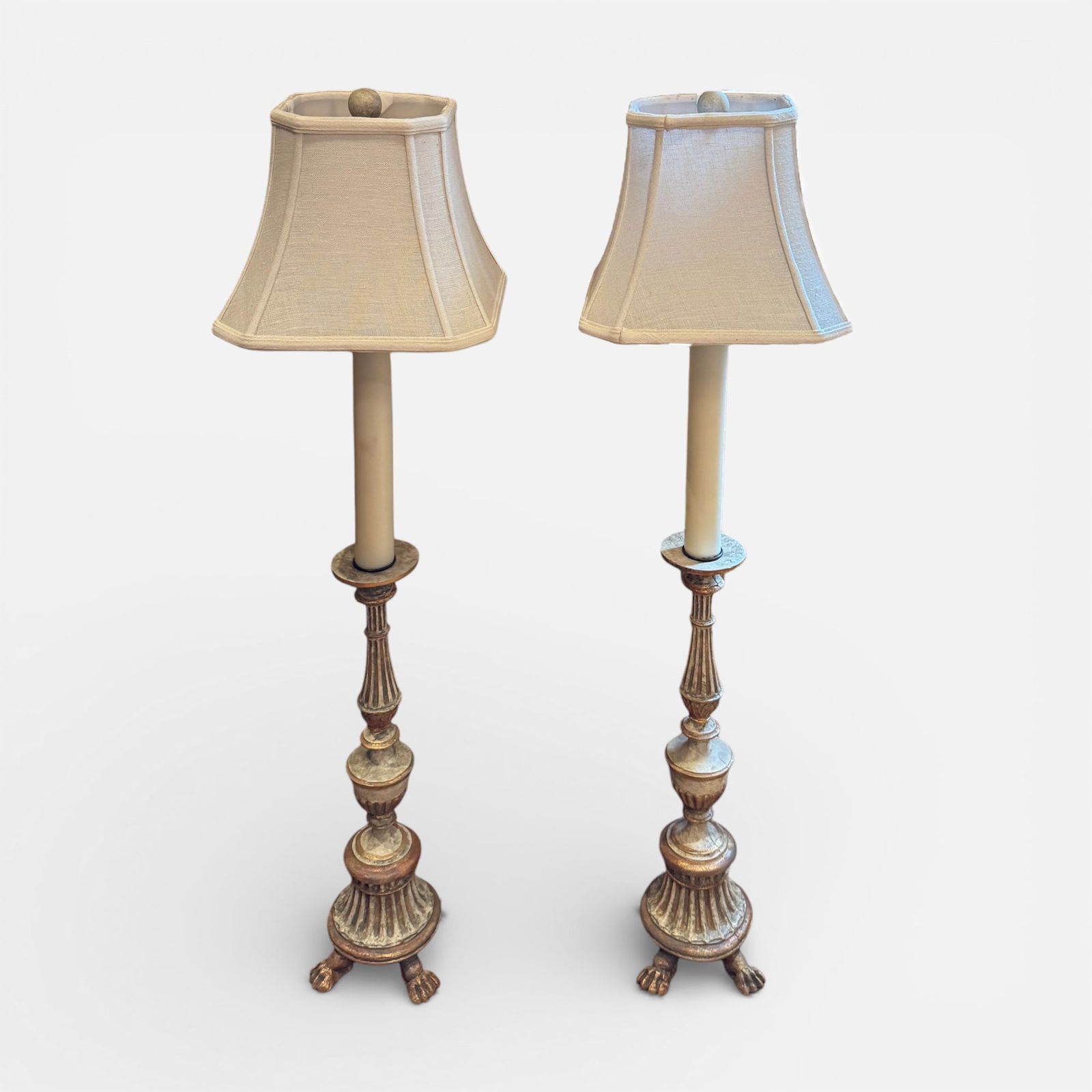 Pair Niermann Weeks "Lucia" Visual Comfort Candlestick Table Lamps w/Shades (1 of 6)