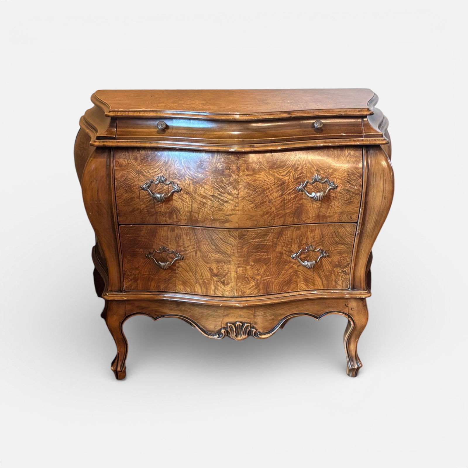 Decorative Crafts Italian Rococo Style Two-Drawer Bombe Chest w/Pull-Out Slide (1 of 9)