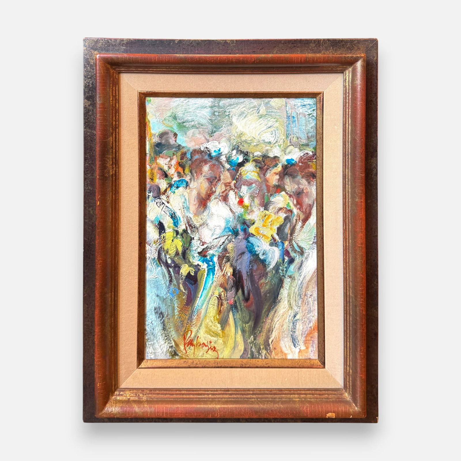 Gerard Pamboujian Oil on Canvas Framed Impressionist Painting "Women at a Dancehall" (1 of 5)