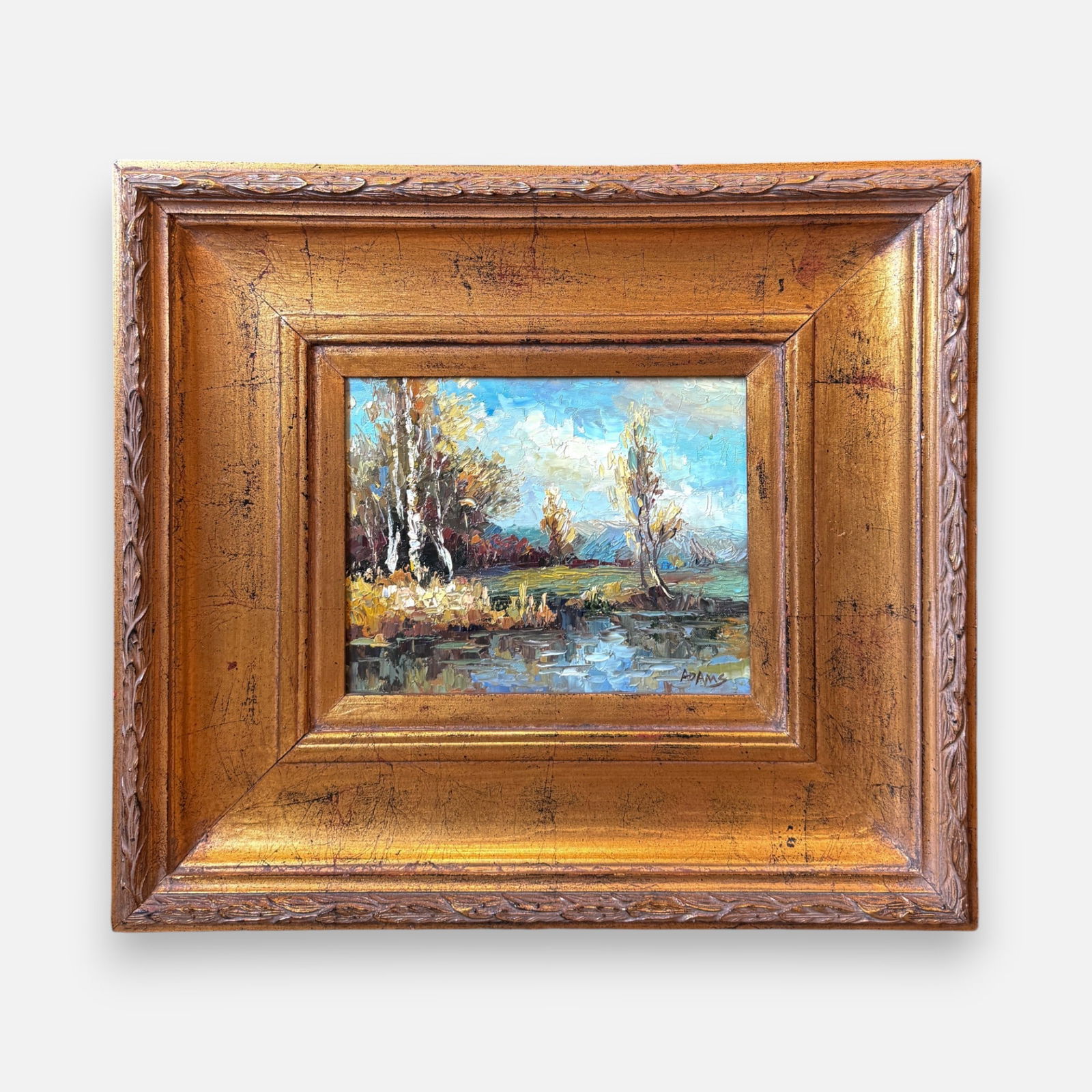 Impasto Impressionist Landscape Oil on Canvas Framed Painting by Adams (1 of 5)