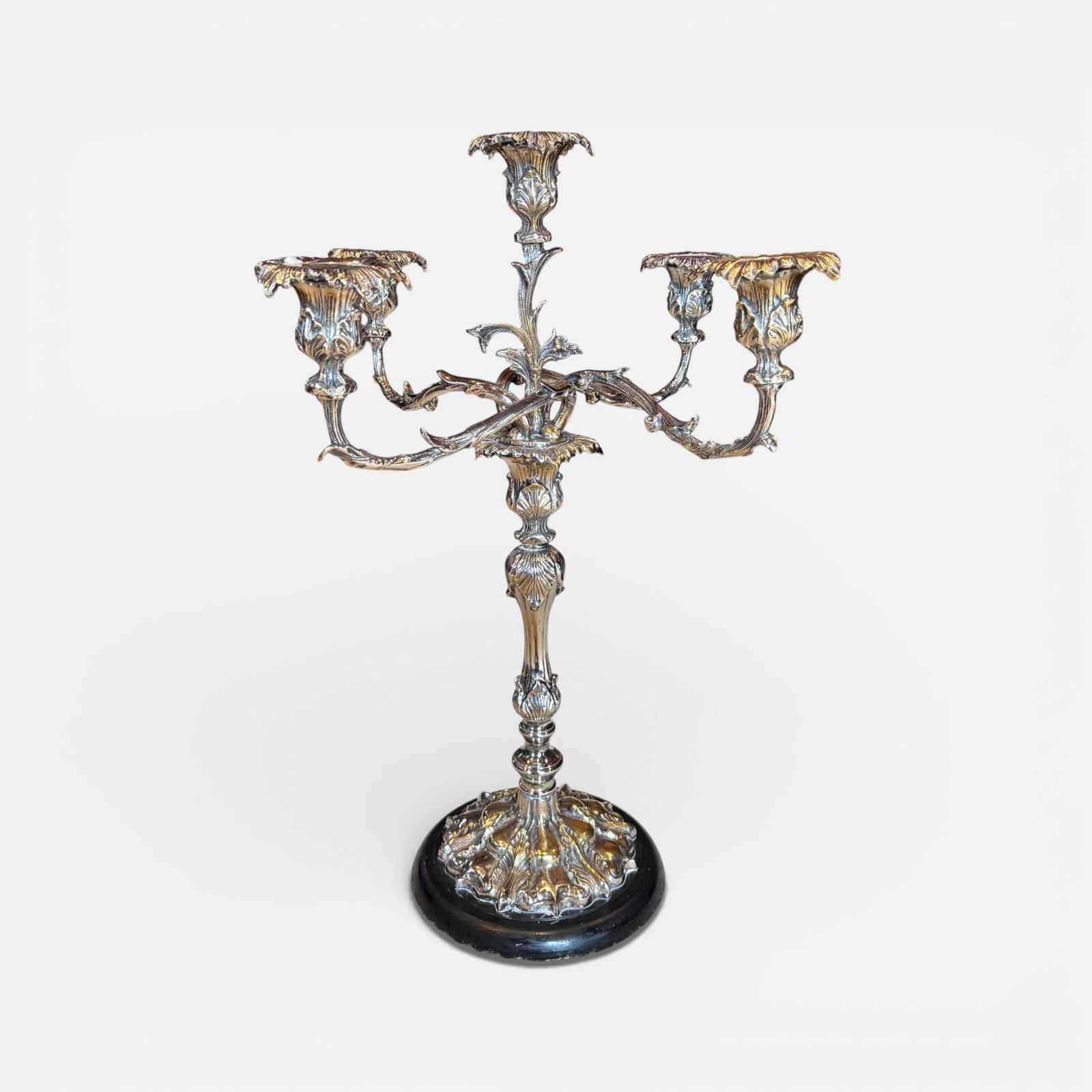 Large 21" x 16" Antique Silver Plate Five-Light Candelabra Single Candlestick (1 of 4)