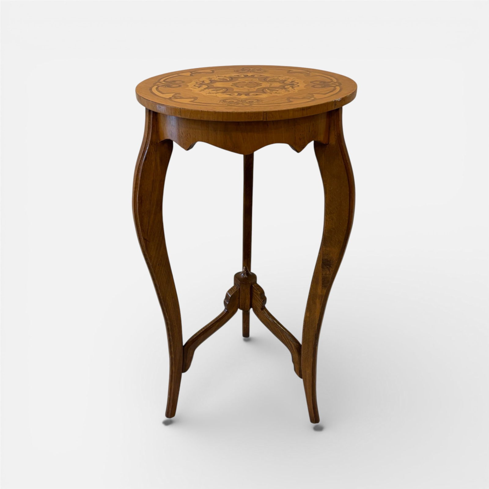 Contemporary Timberline Inlaid Marquetry Wood Round Side Table Stand (1 of 8)