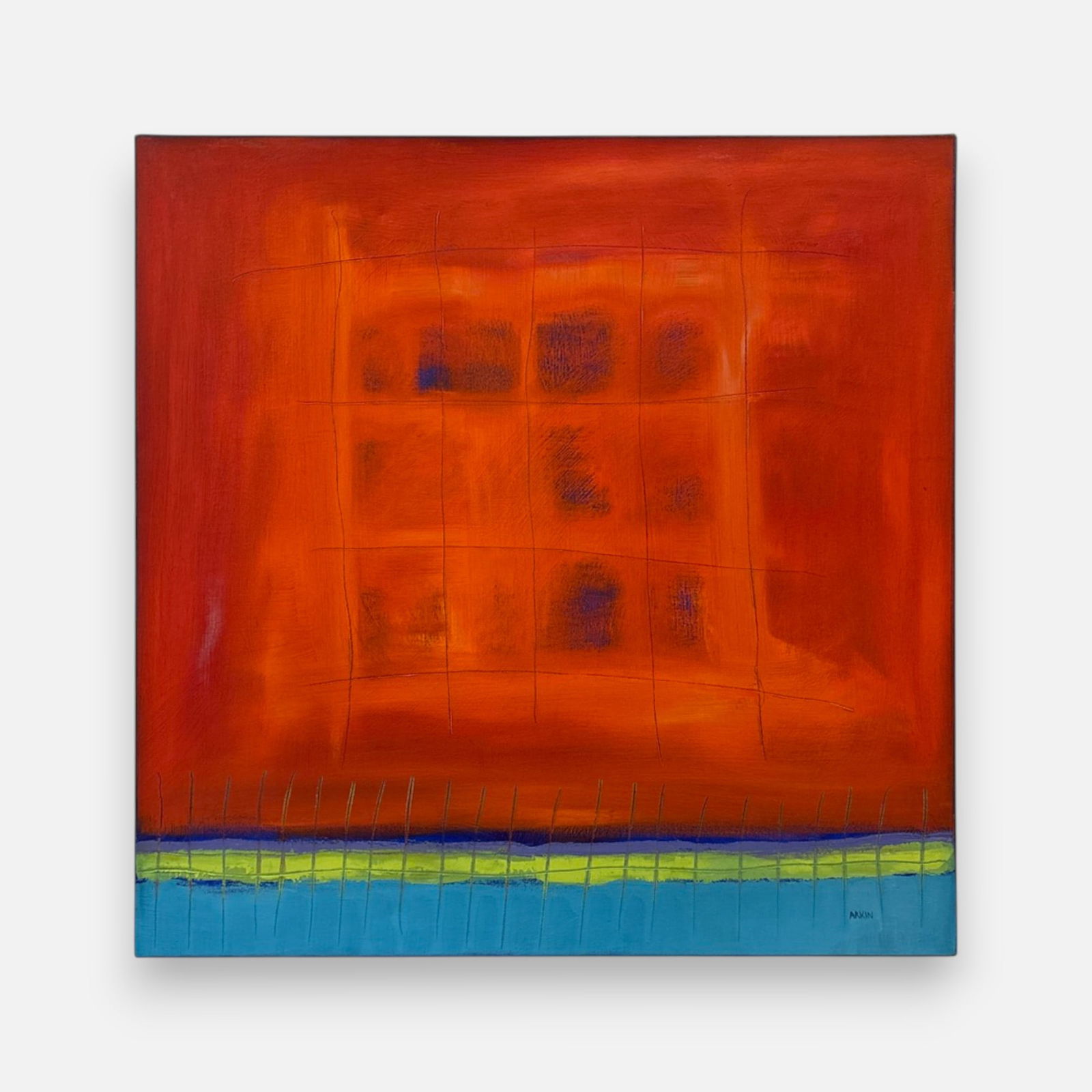 Sondra Arkin "Backyard" Oil on Canvas Modernist Painting (1 of 6)