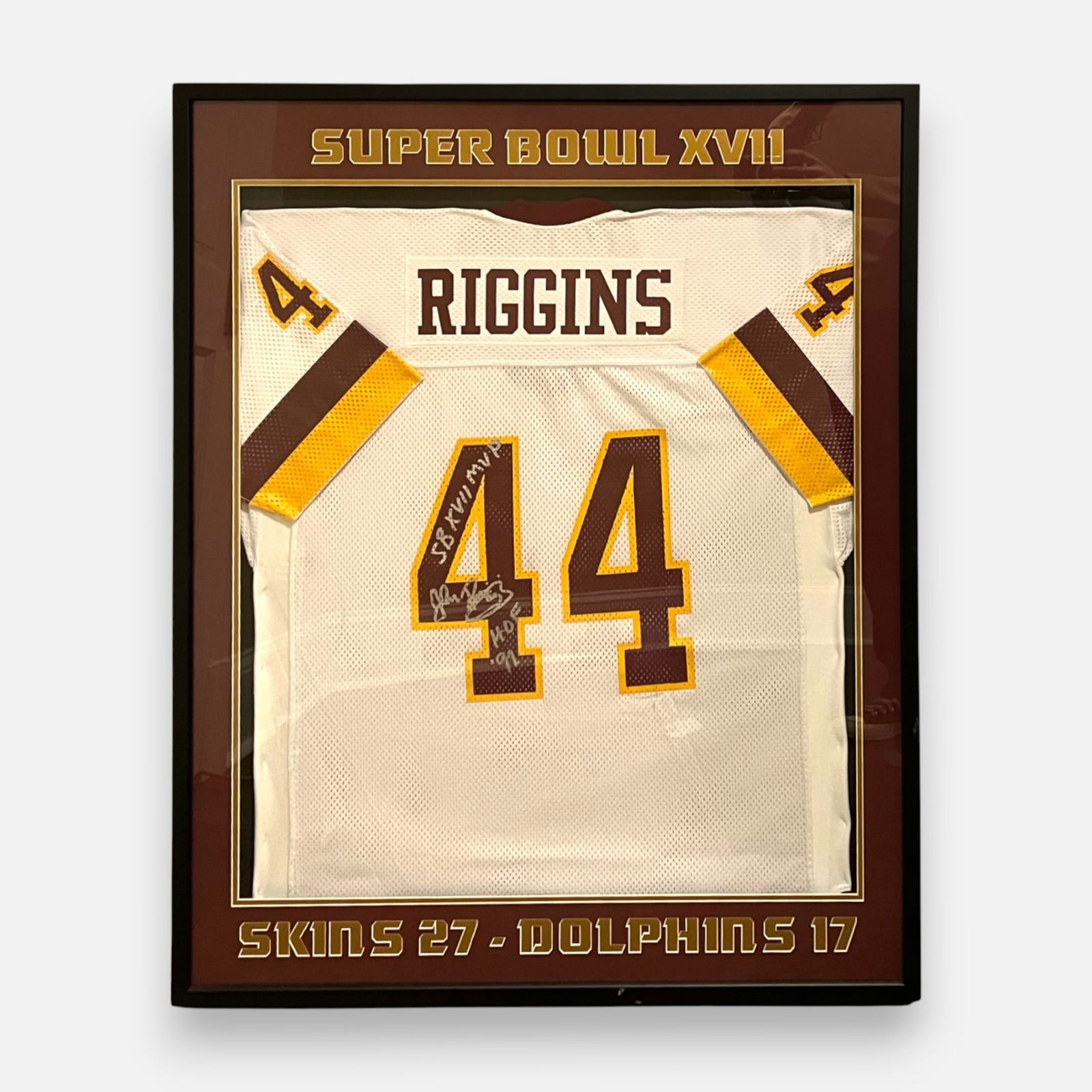 John Riggins Redskins Football Team Autographed Super Bowl MVP HOF Jersey Framed (1 of 3)