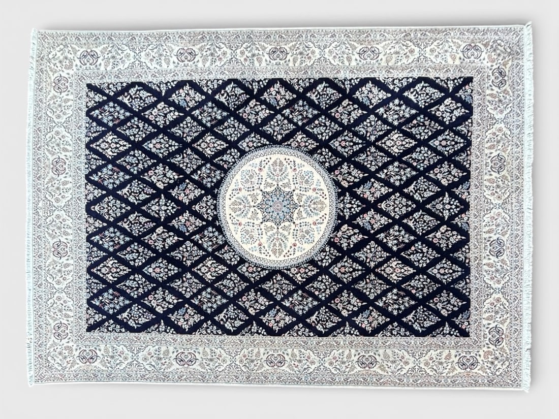 13' 5" x 9' 9" Isfahan Handwoven Silk and Wool Blend Persian Carpet w/Birds (1 of 13)