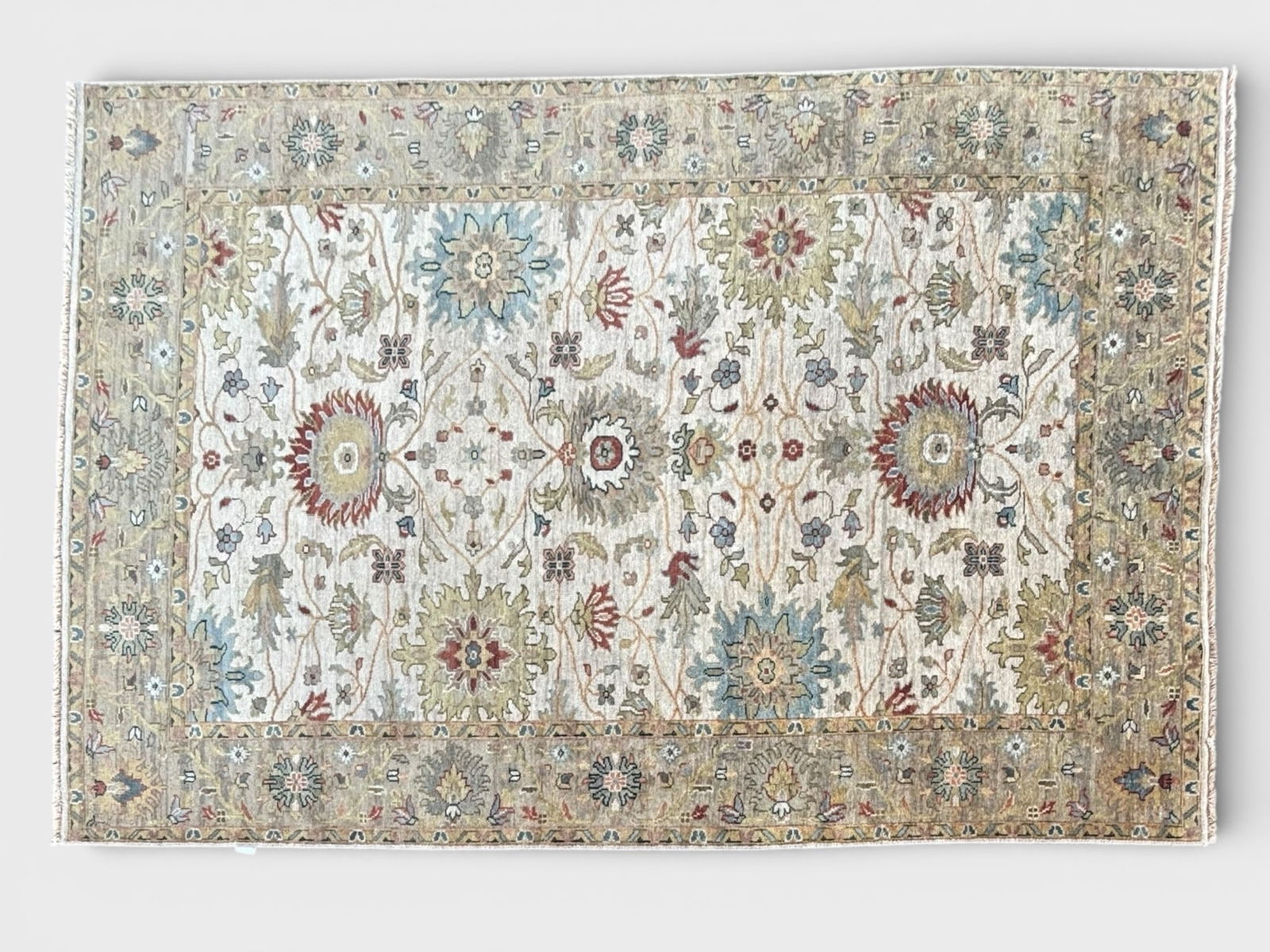 9' x 6' Arts & Crafts Stickley Style Mission Handwoven Cotton and Wool Blend Area Rug, Muted Colors (1 of 9)