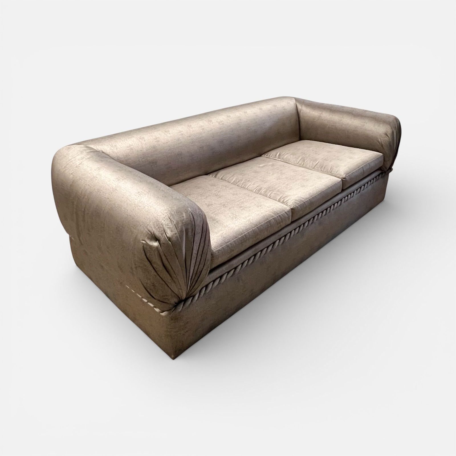 Contemporary High End Three-Seat Statement Sofa Upholstered in Bronze Fabric (1 of 3)