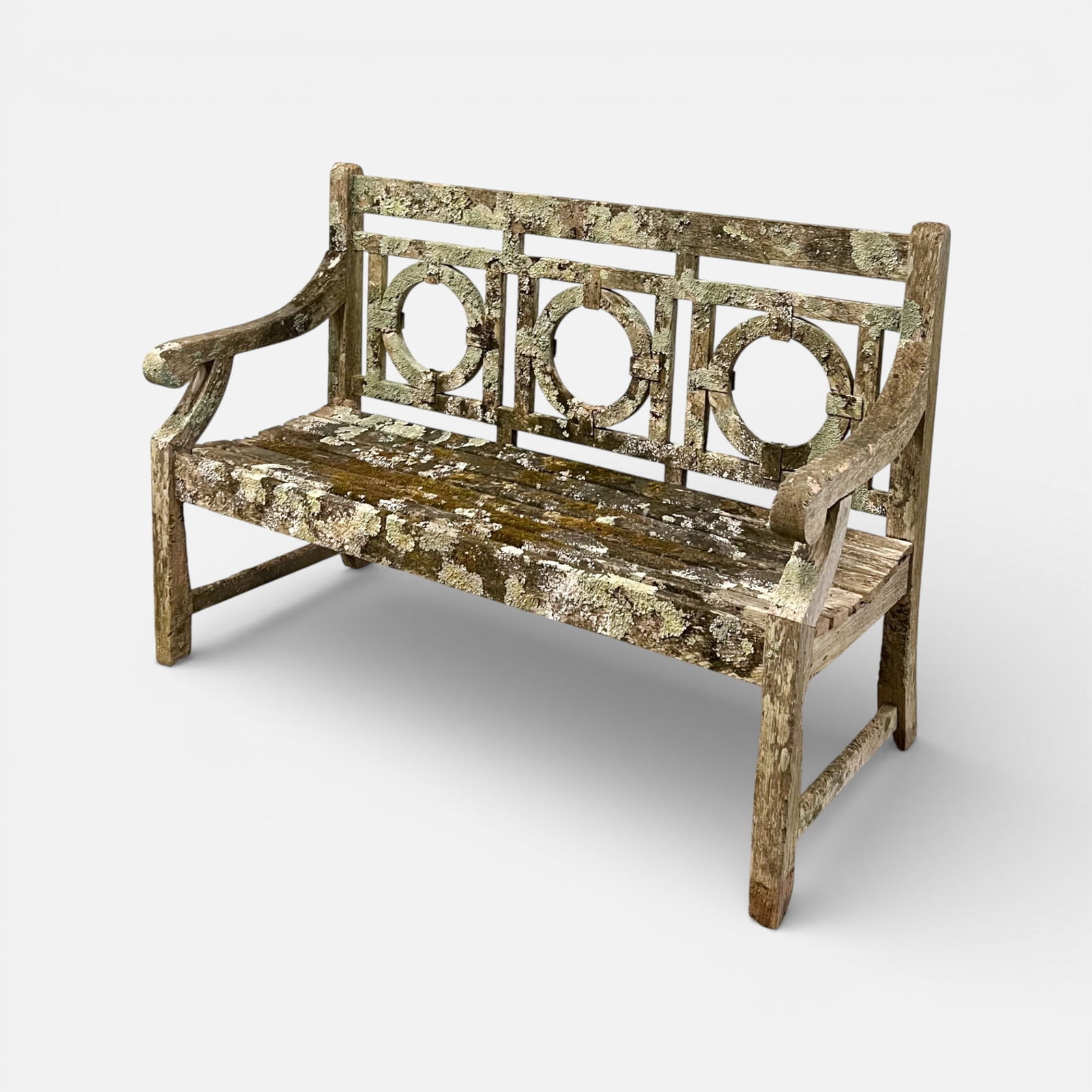 Antique Garden Bench Weathered Wood w/ Moss and Lichen: Good age-appropriate condition with minor breaks.For shipping, we highly recommend Donald Camden at UPS Store 4608. Alternatively, reach out to one of our preferred shippers listed at the link below