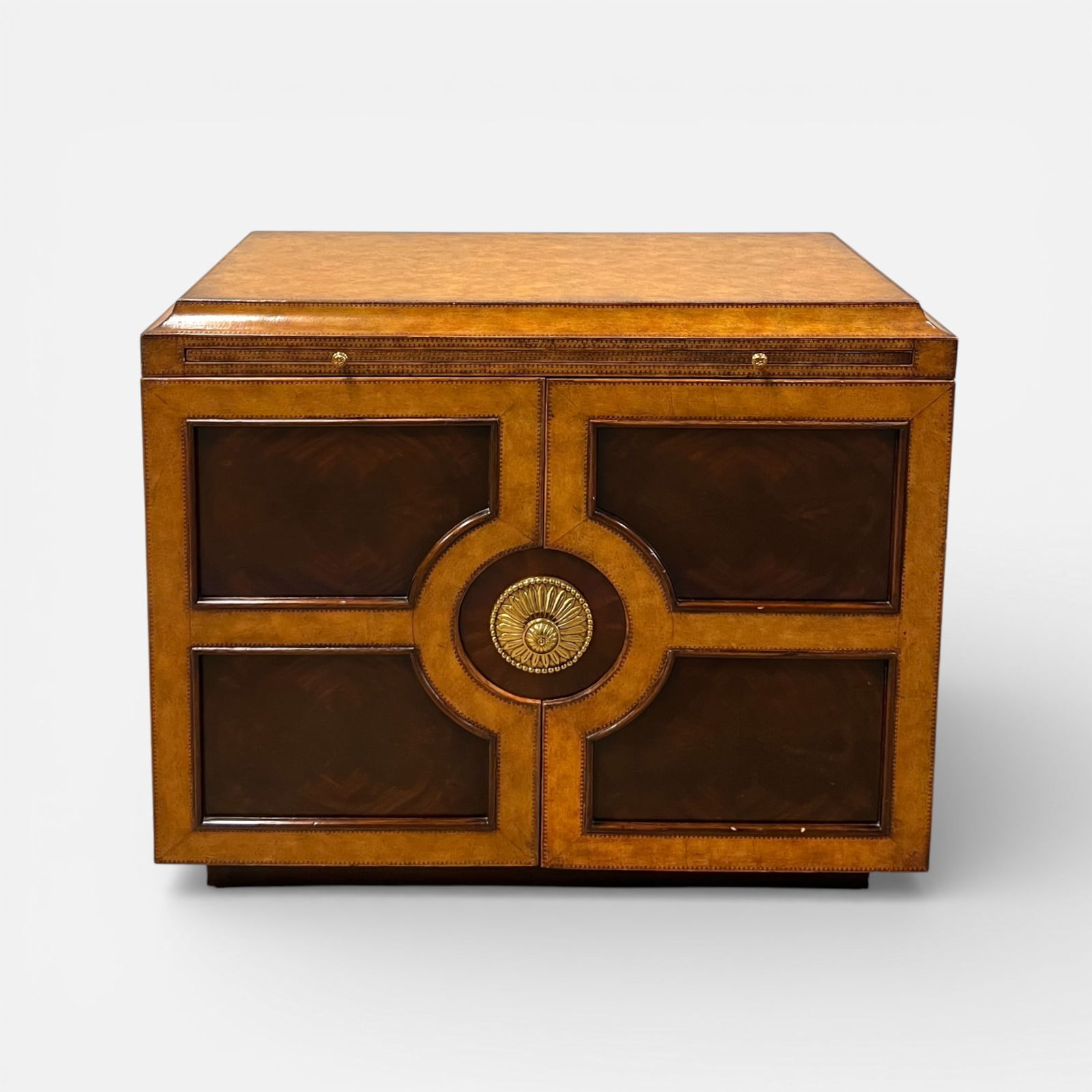 Wood & Stamped Leather Cabinet w/Pull-Out Writing Surface (1 of 6)