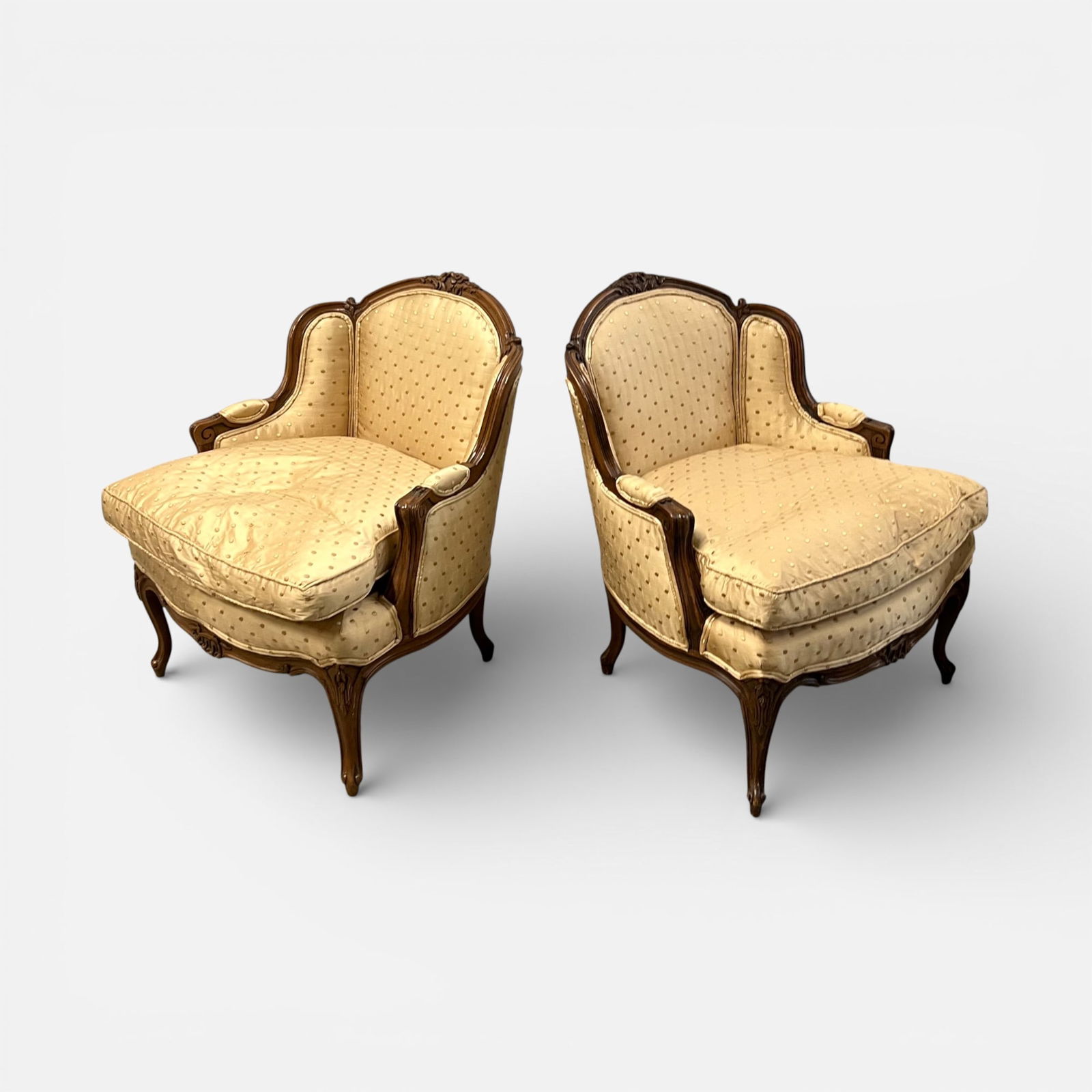 Pair French Provincial Carved Wood Upholstered Occasional Chairs (1 of 3)