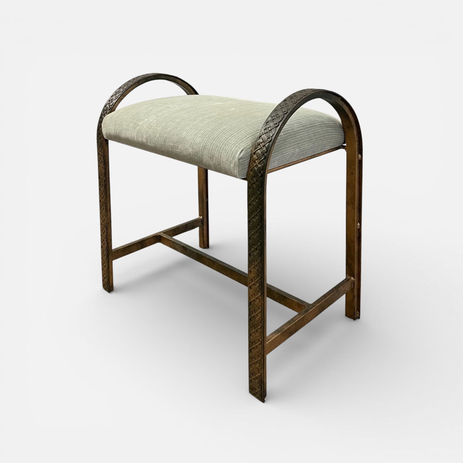 Cast Iron Embossed Portable Upholstered Single Seat Stool (1 of 4)