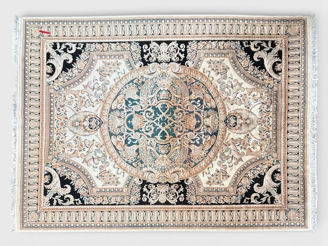 12'2" x 9' Cotton and Wool French Aubusson Style Coat of Arms Hand-Knotted Carpet (1 of 14)