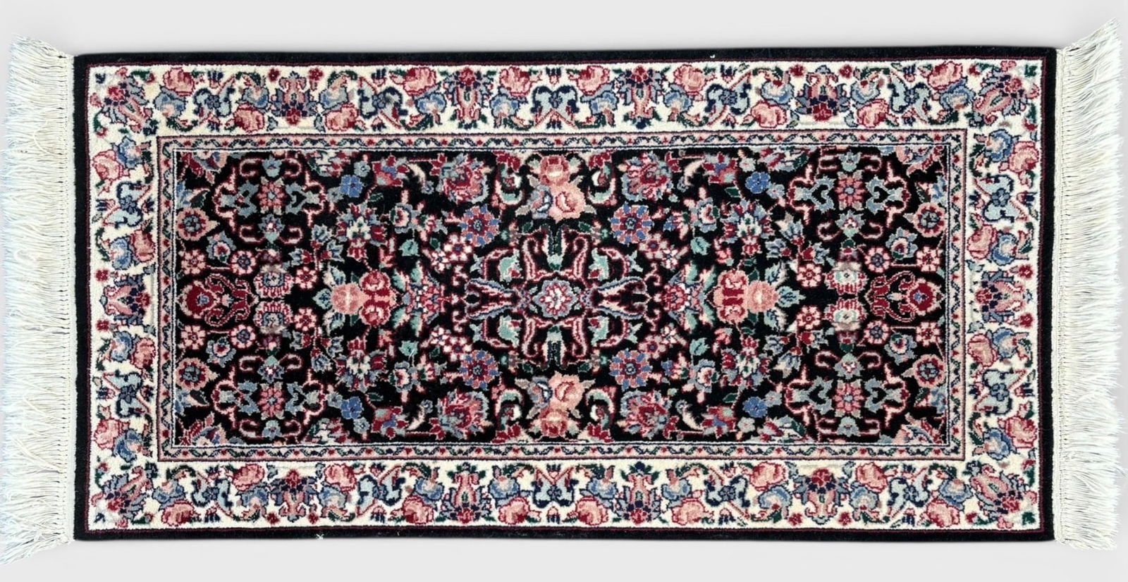 4'2" x 2'1" Hand-Knotted Oriental Wool Black, Red and Blue Rug (1 of 9)