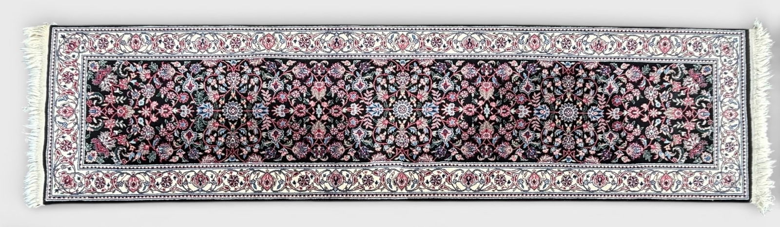 10'2" x 2'7" Hand-Knotted Black, Red, Blue and Cream Runner Rug: For shipping, we highly recommend Donald Camden at UPS Store 4608. Alternatively, reach out to one of our preferred shippers listed at the link below or elect for LiveShipping in the checkout screen.