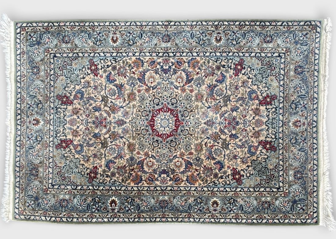 6'4" x 4'1" Persian Hand-Knotted Sage, Red, Teal and Cream Area Rug: For shipping, we highly recommend Donald Camden at UPS Store 4608. Alternatively, reach out to one of our preferred shippers listed at the link below or elect for LiveShipping in the checkout screen.