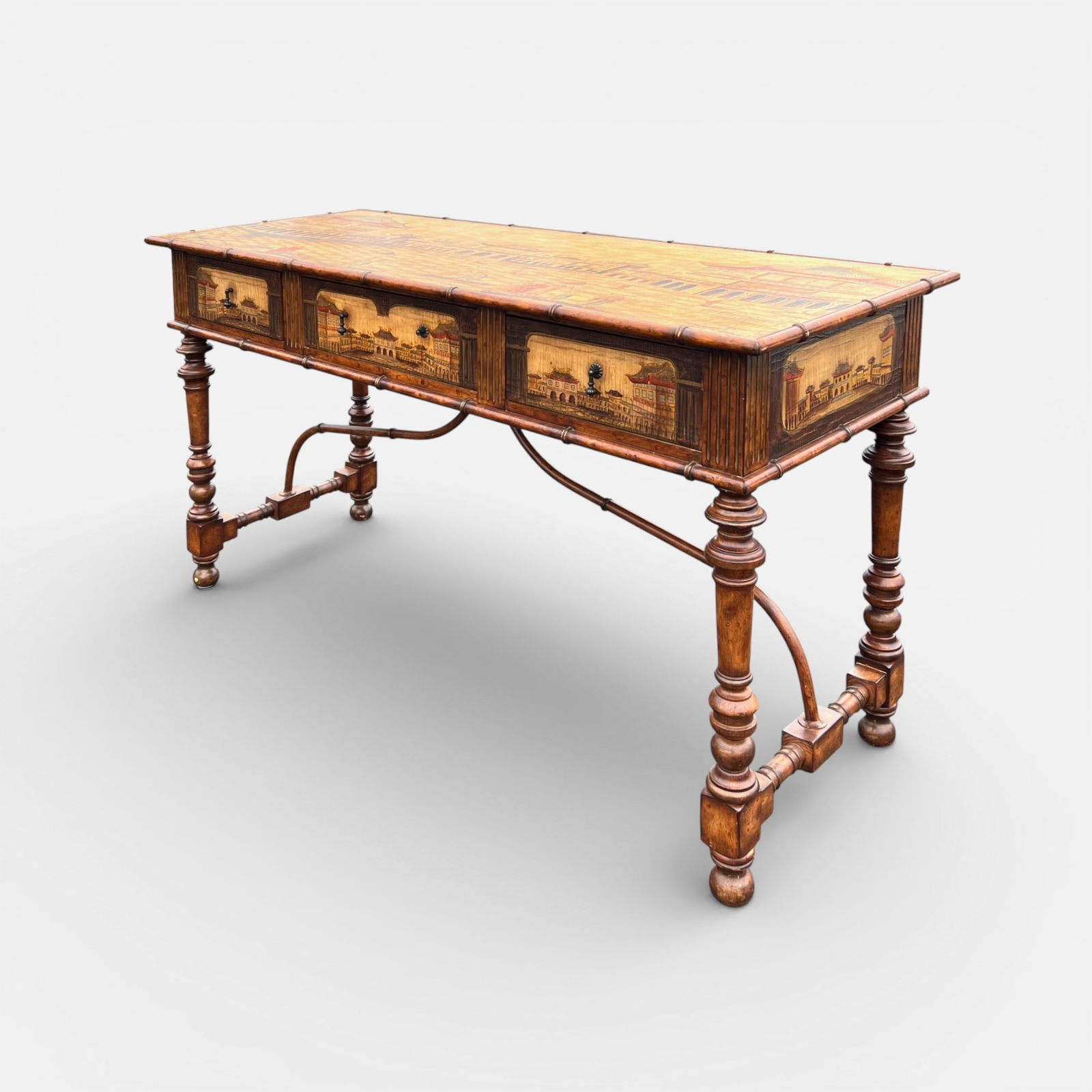 Lane Venture Chinoiserie Faux Bamboo 3-Drawer Console Table (1 of 10)