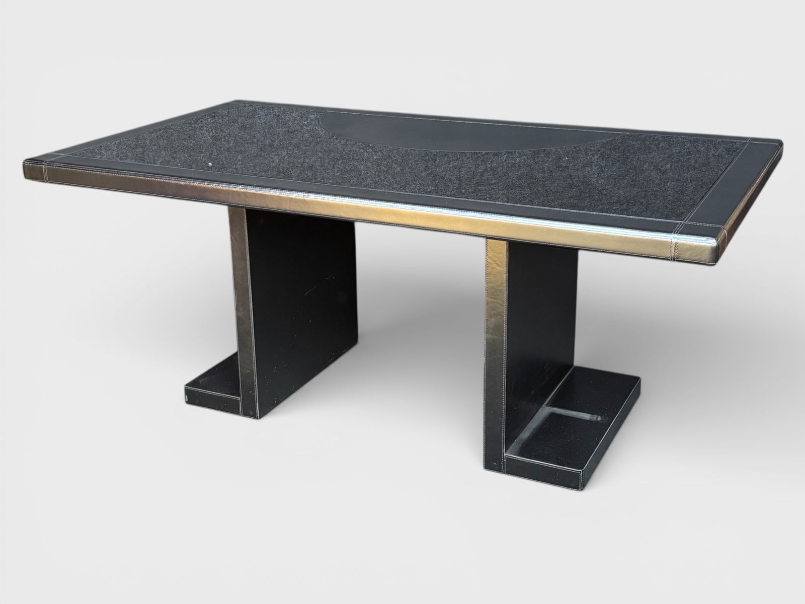 Umberto Asnago Wrapped Leather and Glass Modern Art Deco Style Desk (1 of 7)