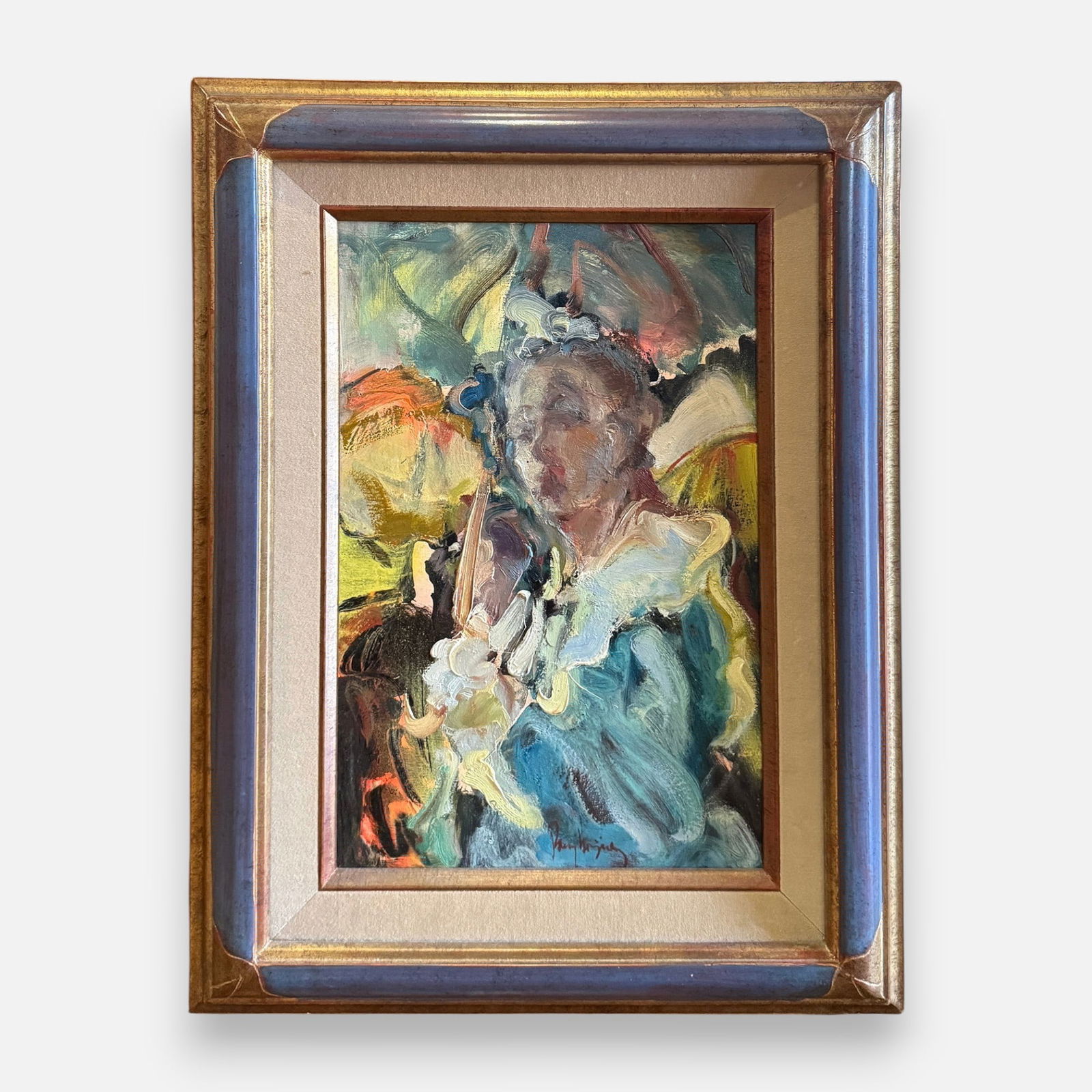 Gerard Pamboujian Oil on Canvas Impressionist Painting Beautiful Woman with a Parasol (1 of 5)