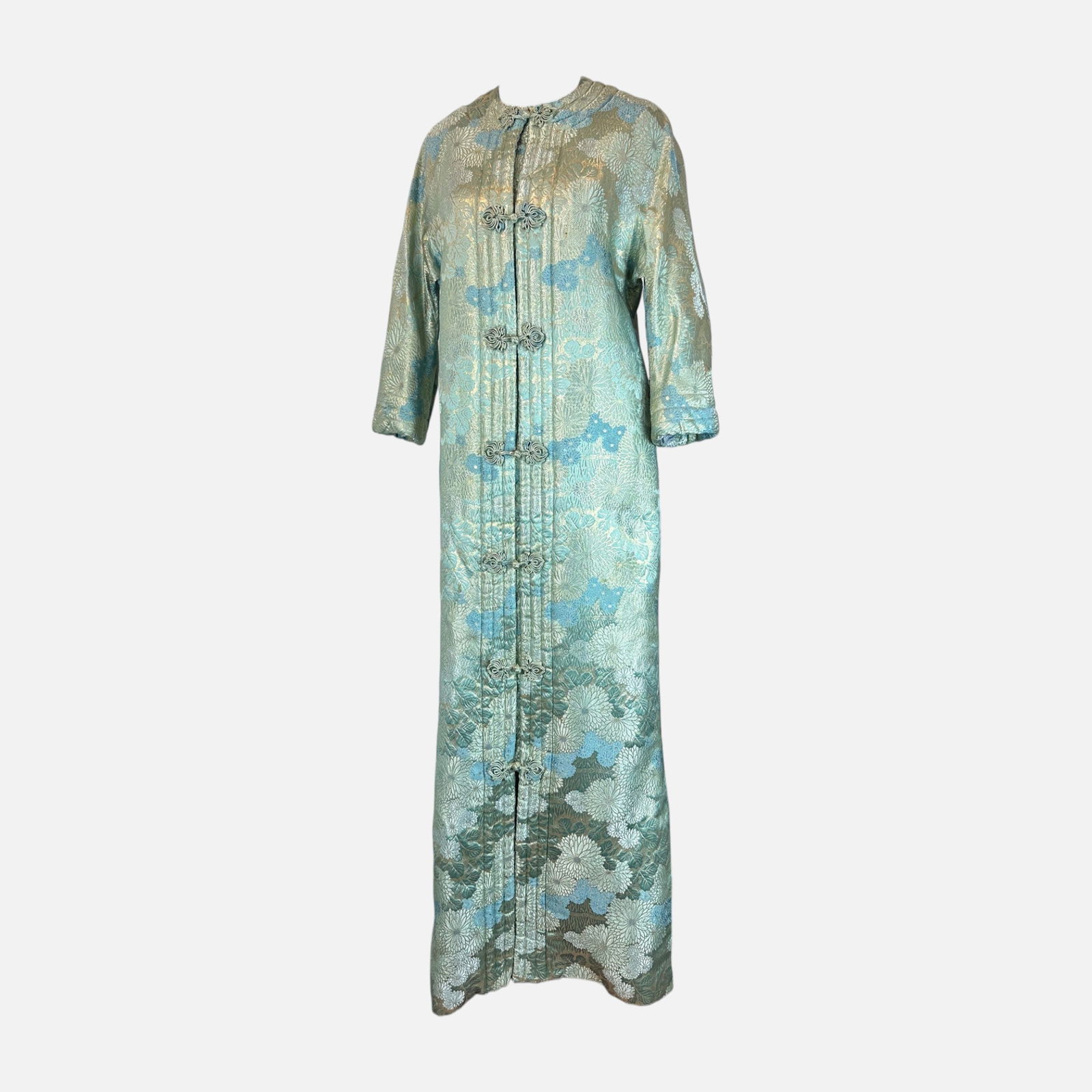 Dynasty Vintage Mint Green and Blue Jacquard Duster Jacket (1 of 4)