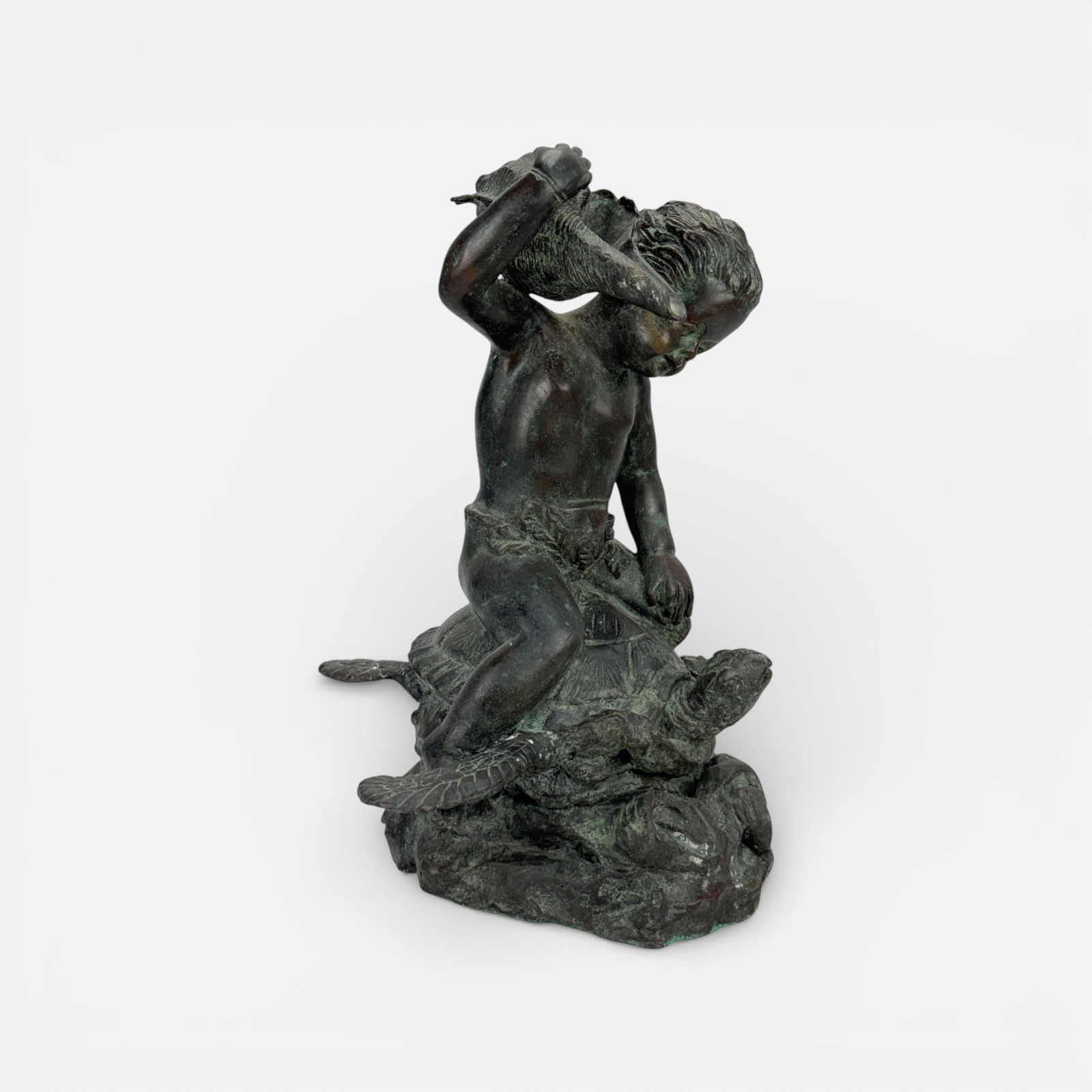 Maitland-Smith Bronze Figural Putti Riding Sea Turtle Sculpture: Good condition as shown, see verdigris.For shipping, we highly recommend Donald Camden at UPS Store 4608. Alternatively, reach out to one of our preferred shippers listed at the link below or elect fo