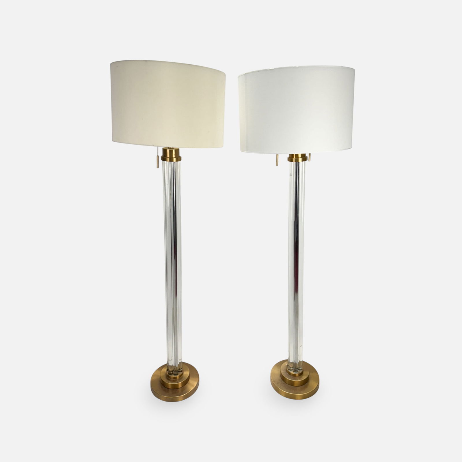 Pair Possini Euro Design Cadence Modern Glass & Brass Floor Lamps (1 of 4)