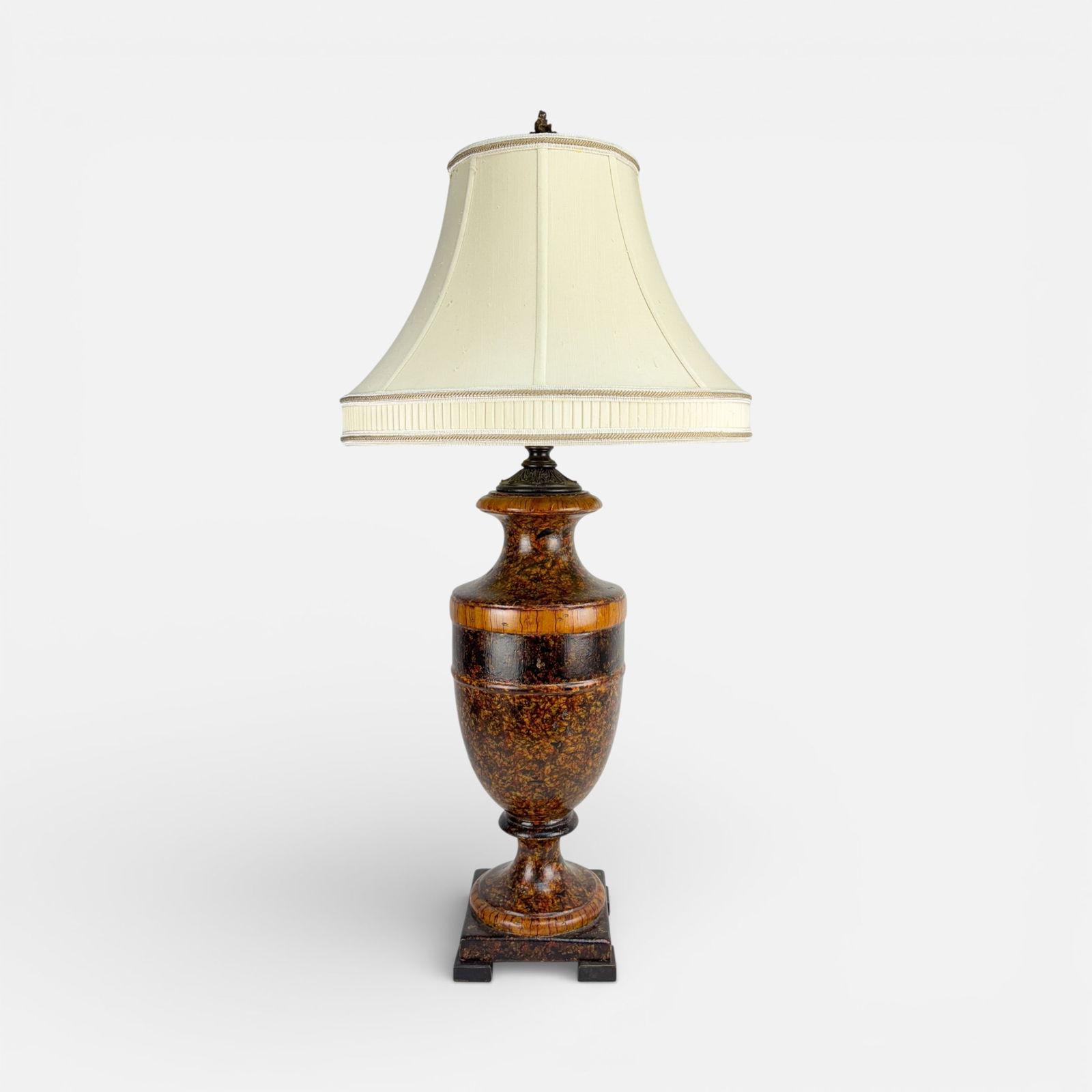 Carved Plaster Burl Grain-Painted Campania Urn-Form Table Lamp (1 of 6)