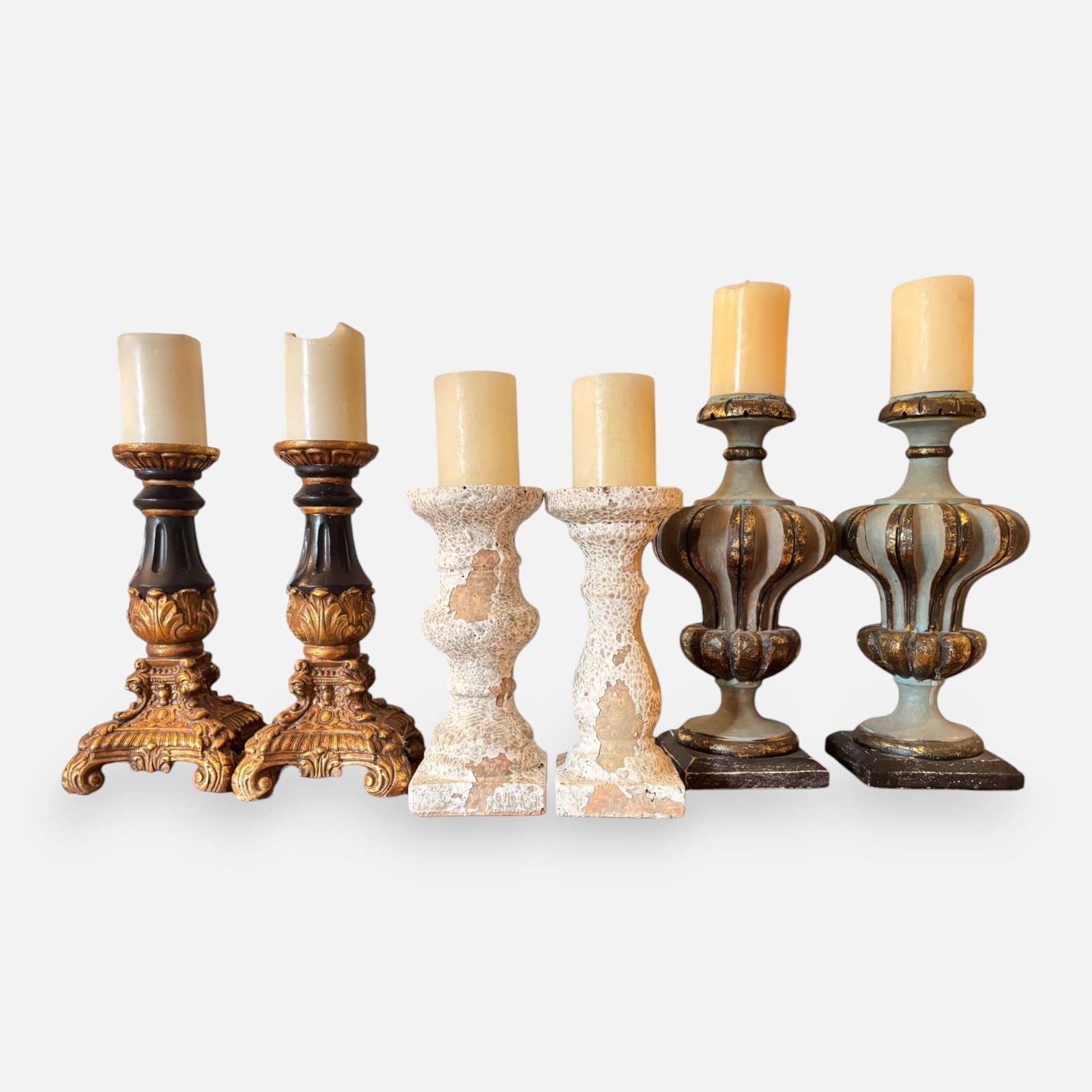 Three Pairs of Molded Decorative Candle Holders (1 of 3)